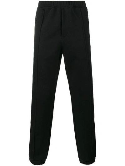 Shop Fendi White Stripe Track Pants - Black