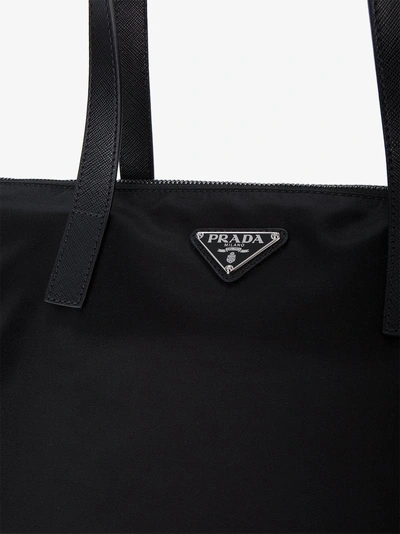 Shop Prada Leather Handle Tote Bag In Black