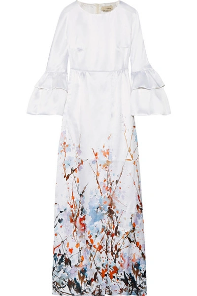 Shop Merchant Archive Printed Satin Gown In Ivory