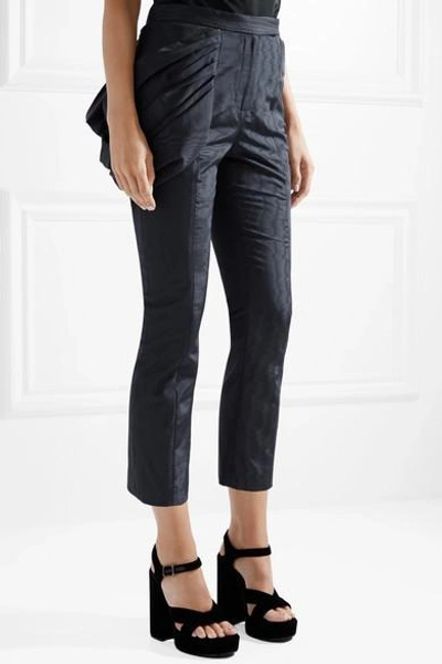 Shop Rosie Assoulin Do The Bustle Silk And Wool-blend Moire Skinny Pants