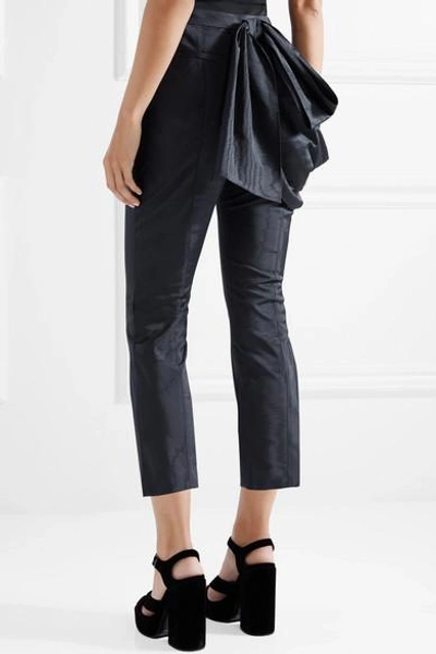 Shop Rosie Assoulin Do The Bustle Silk And Wool-blend Moire Skinny Pants