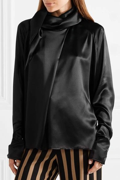 Shop Marques' Almeida Scarf Silk-satin Blouse In Black