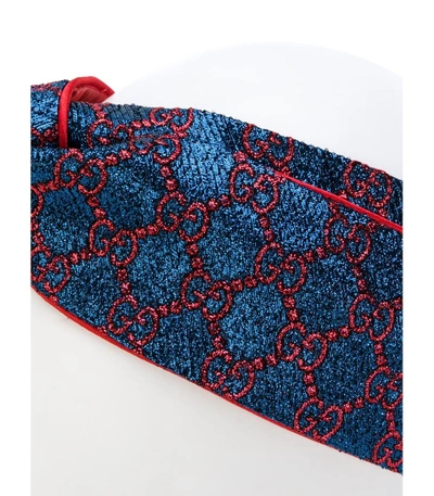 Shop Gucci Blue/red Gg Supreme Print Headband