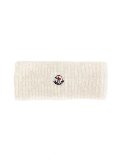 Shop Moncler Knitted Logo Plaque Headband