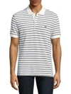 Lacoste Short-sleeve Striped Cotton Polo In Flour Blue