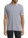 Lacoste Short-sleeve Striped Cotton Polo In Silver Grey