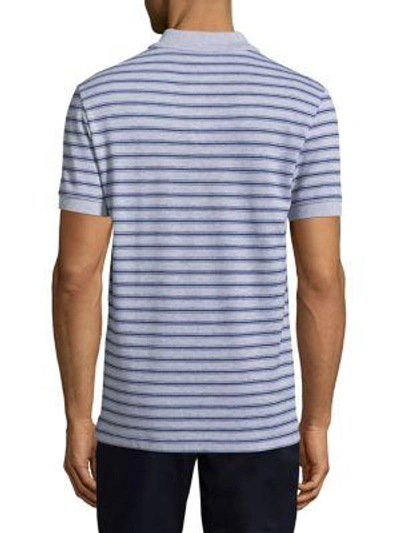 Shop Lacoste Short-sleeve Striped Cotton Polo In Silver Grey