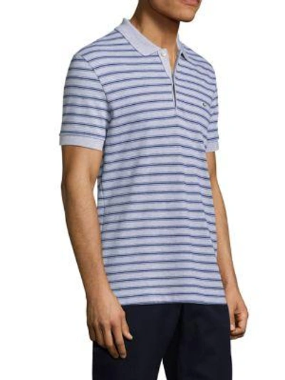 Shop Lacoste Short-sleeve Striped Cotton Polo In Silver Grey