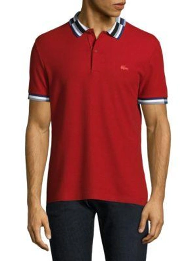 Shop Lacoste Short-sleeve Striped Cotton Polo In Ladybug Red