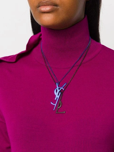 Shop Saint Laurent Monogram Necklace In Black