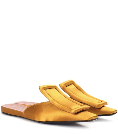 Shop Marni Satin Slippers In Gold