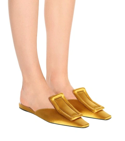 Shop Marni Satin Slippers In Gold