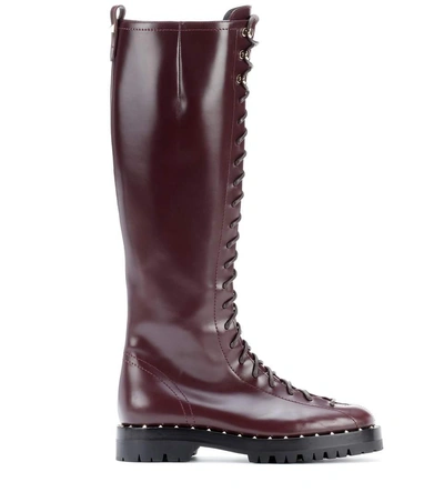 Shop Valentino Garavani Rockstud Leather Boots In Rulie