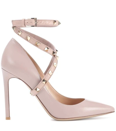 Shop Valentino Rockstud Leather Pumps In Pink