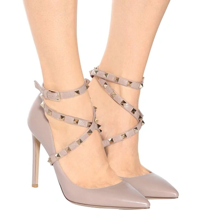 Shop Valentino Rockstud Leather Pumps In Pink