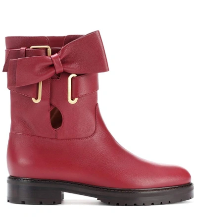 Shop Valentino Garavani Leather Ankle Boots In Rulieo