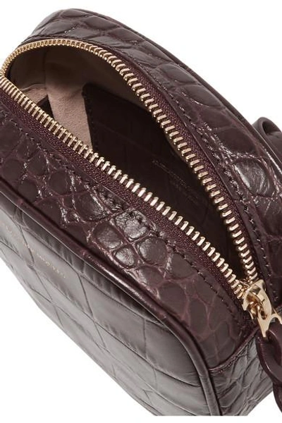 Shop Alexander Mcqueen Croc-effect Leather Camera Bag In Burgundy
