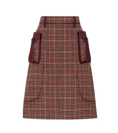 Shop Prada Wool-blend Houndstooth Skirt In Ruggiee