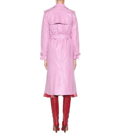 Shop Valentino Leather Trench Coat In Piek
