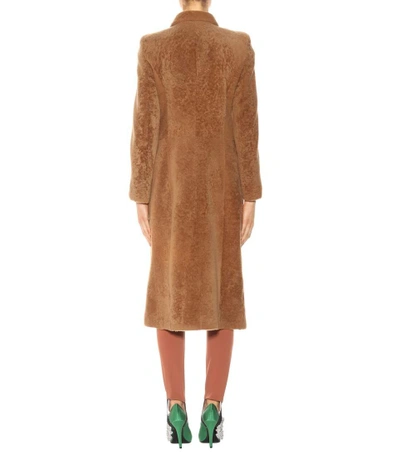 Shop Balenciaga Shearling Coat In Brown