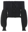 VALENTINO CROPPED OFF-THE-SHOULDER WOOL SWEATER,P00282984-3