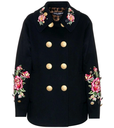 Dolce & Gabbana Embellished Wool And Angora Coat In Eero