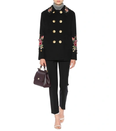 Shop Dolce & Gabbana Embellished Wool And Angora Coat In Eero