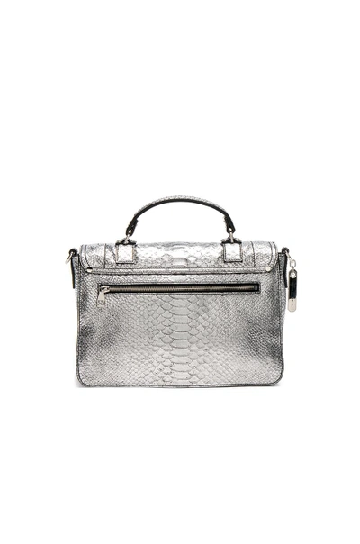 Shop Proenza Schouler Medium Ps1+ Metallic Embossed Python In Animal Print, Metallics. In Silver