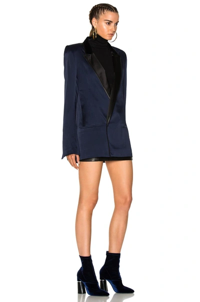 Shop Haider Ackermann Double Breasted Blazer In Black,blue