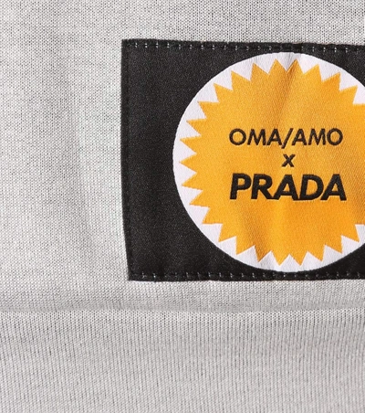 Shop Prada Printed Cotton-blend Hoodie In Liaeco