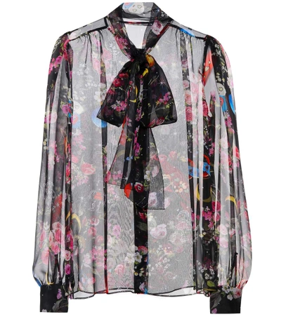 Shop Dolce & Gabbana Floral-printed Silk Blouse In Piaeetti