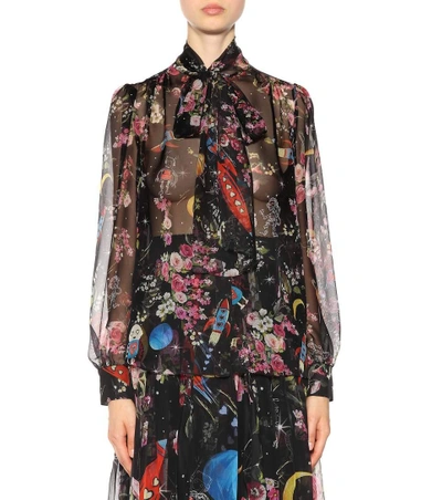 Shop Dolce & Gabbana Floral-printed Silk Blouse In Piaeetti