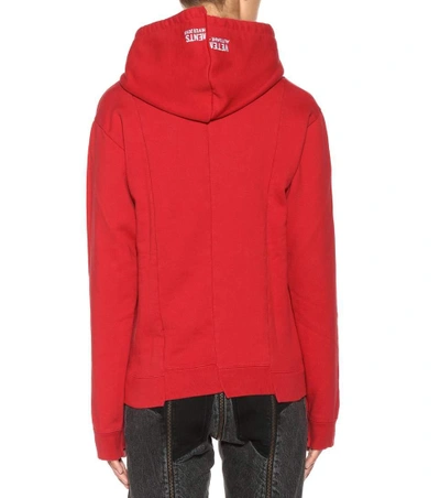 Shop Vetements Printed Cotton-blend Hoodie In Red Priet