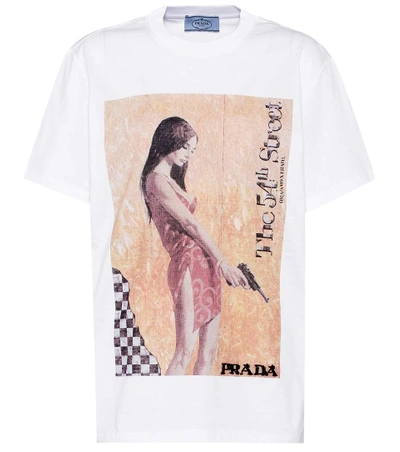 Shop Prada Printed Cotton T-shirt In Liaeco