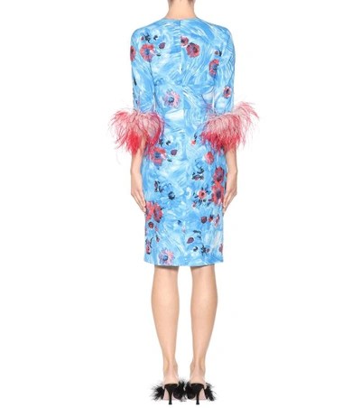 Shop Prada Feather-trimmed Printed Dress