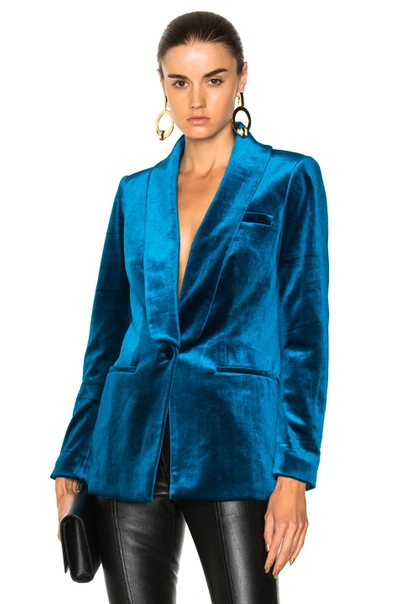 Shop Self-portrait Velvet Jacket In Blue
