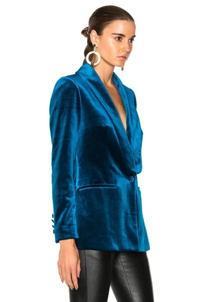 Shop Self-portrait Velvet Jacket In Blue