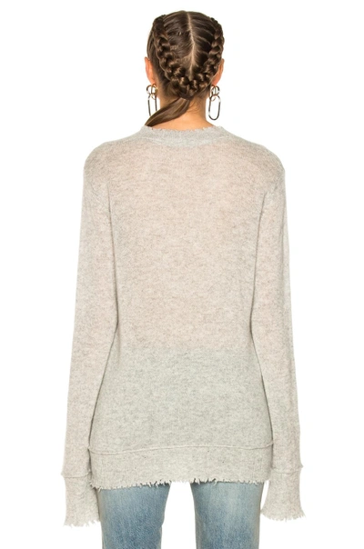 R13 Distressed Edge V-neck Cashmere Sweater In Heather Grey | ModeSens