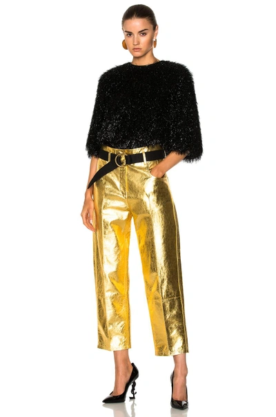 Shop Petar Petrov Haig Cropped Pants In Metallics,yellow