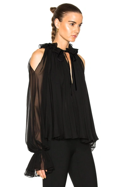 Jonathan Simkhai High-neck Ruffled Sleeveless Silk Top In Black | ModeSens