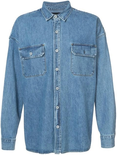 Fifth Collection Oversized Denim Shirt In Mid Blue