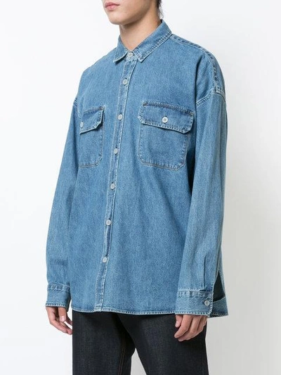 Fifth Collection Oversized Denim Shirt In Mid Blue