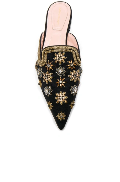 Shop Alberta Ferretti Satin Embellished Mules In Black