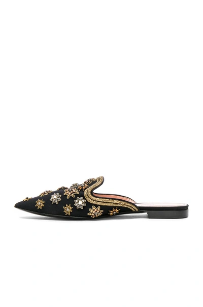 Shop Alberta Ferretti Satin Embellished Mules In Black