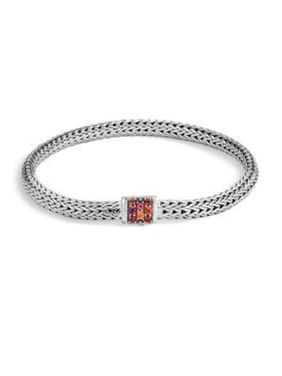 Shop John Hardy Classic Chain Red Sapphire & Sterling Silver Bracelet In Silver-multi