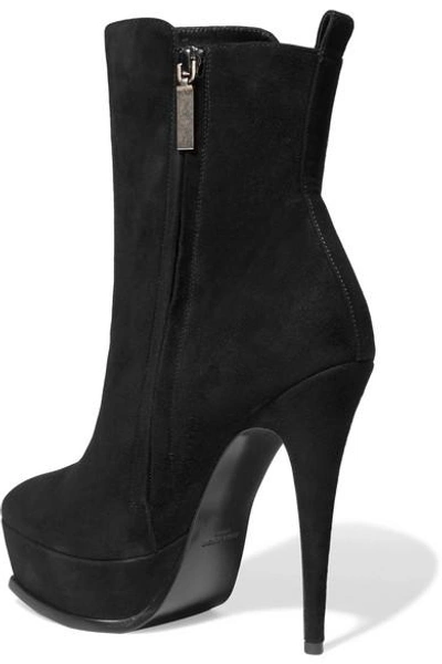 Shop Saint Laurent Tribute Suede Platform Ankle Boots In Black