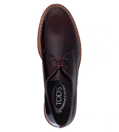 Shop Tod's Gomma Allaciata Leather Flatform Shoes In Wine