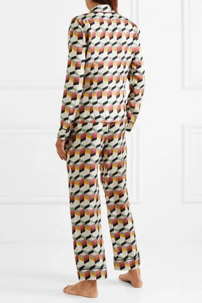 Shop Prada Printed Silk-twill Pajama Set In Gray