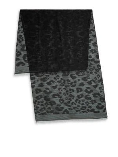 Shop Armani Collezioni Stripe Lurex Animal Jacquard Scarf In Solid Black