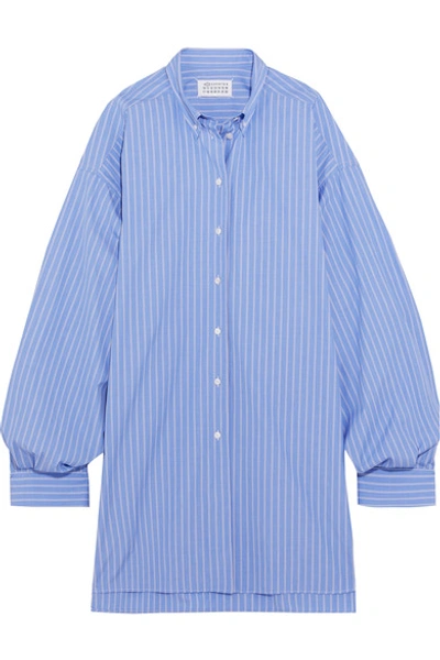 Maison Margiela Oversized Striped Cotton-poplin Shirt Dress In Blue/white